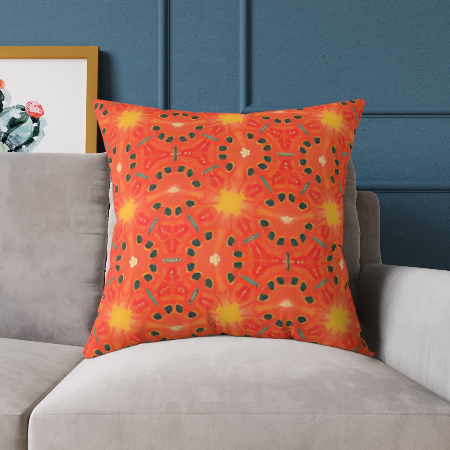 Cosmic Bloom Vibrant Geometric Pattern Cushion