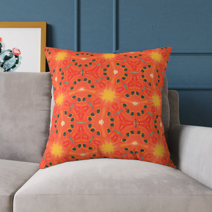 Cosmic Bloom Vibrant Geometric Pattern Cushion