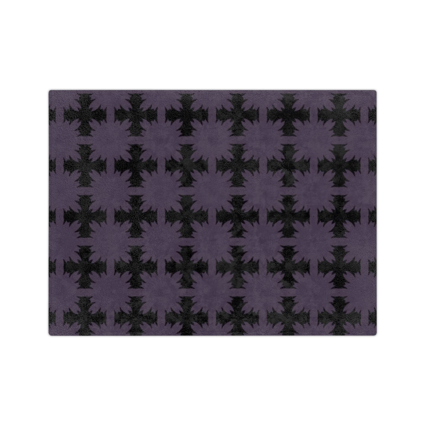 Velveteen Microfiber Blanket — Black & Purple Geometric Star Plaid Throw