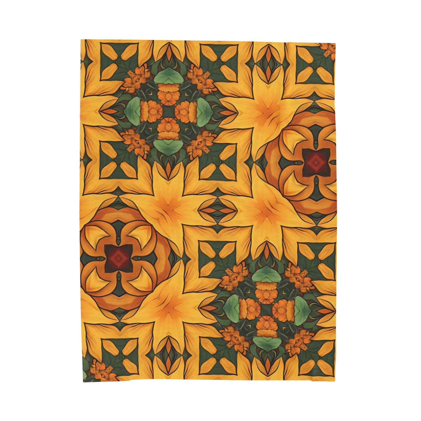 Autumn Kaleidoscope Velveteen Plush Blanket — Cosy Fall Floral Throw C1