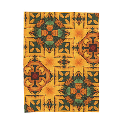 Autumn Kaleidoscope Velveteen Plush Blanket — Cosy Fall Floral Throw C1