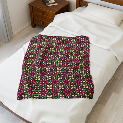 Velveteen Plush Blanket — Festive Geometric Kaleidoscope Throw