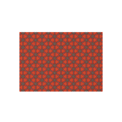 Outdoor Rug - Geometric Red Tile Pattern & Solid Gray Reversible Patio Rug