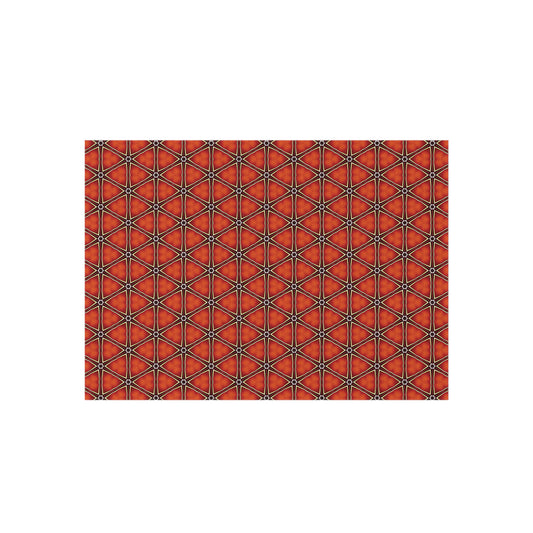 Outdoor Rug - Geometric Red Tile Pattern & Solid Gray Reversible Patio Rug