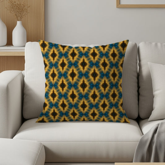 Decorative Blue and Gold Abstract Pattern Cushions / Pillows